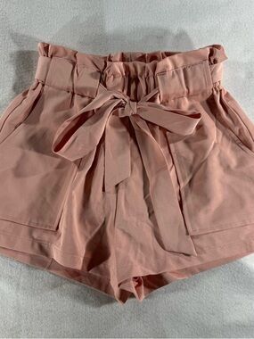 High-Rise Paperbag Tie-Waist Shorts - Dusty Rose business casual beach summer S